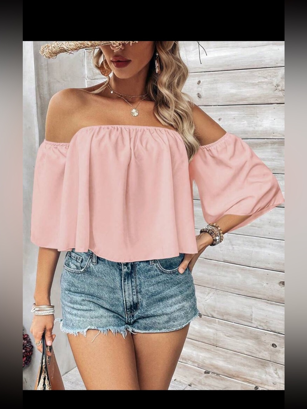 Off-Shoulder Pink Women's Top